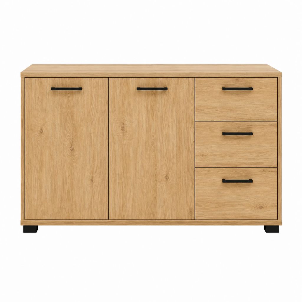 Sideboard mit 2 Türen und 3 Schubladen Eiche-Dekor rechteckig 120 x 40 x 90 cm