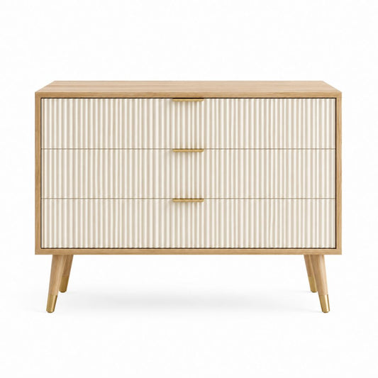 Sideboard mit 3 Schubladen Beige Eichenfurnier MDF Rechteckig 120 x 45 x 90 cm