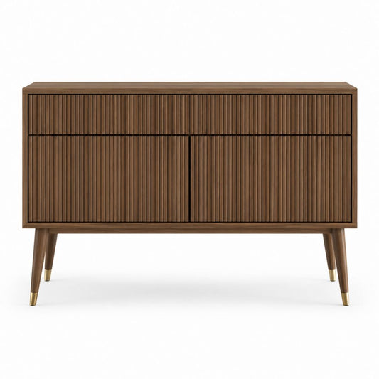 Sideboard Nussbraun MDF mit Walnussfurnier Rechteckig 140 x 40 x 85 cm