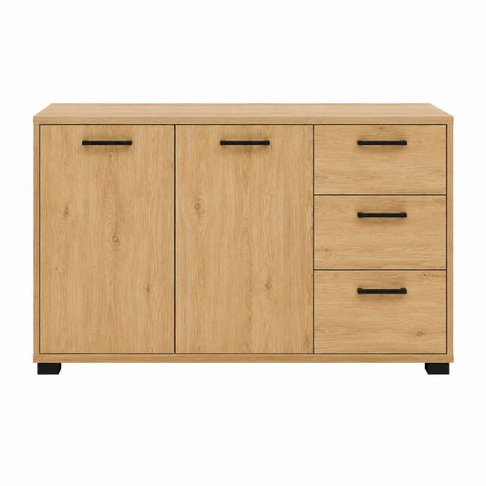 Sideboard mit 2 Türen und 3 Schubladen Eiche-Dekor rechteckig 120 x 40 x 90 cm