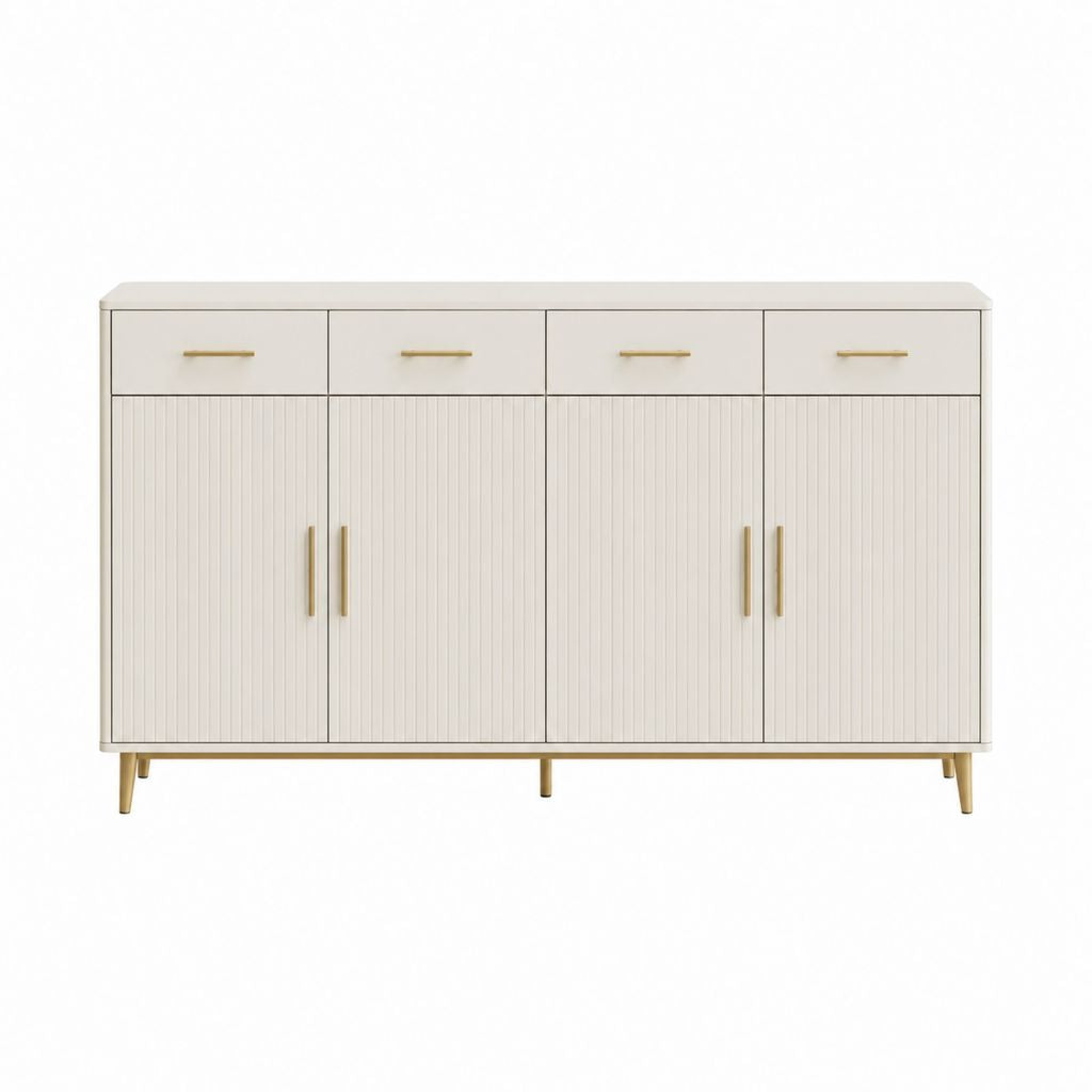 Sideboard Weiß Gold MDF rechteckig 160 x 40 x 90 cm mit 4 Türen und 4 Schubladen