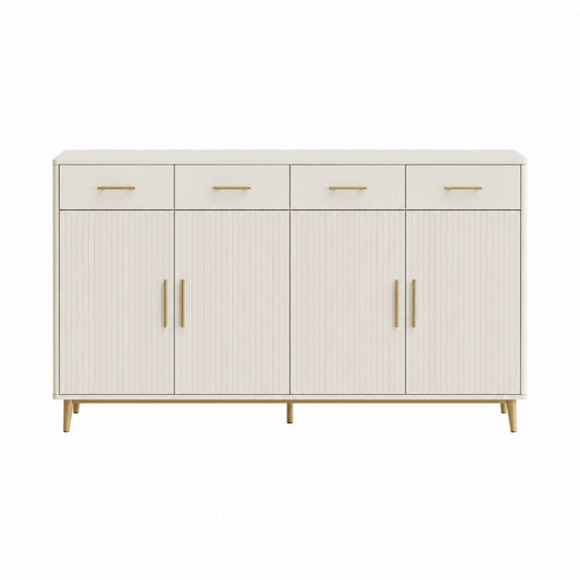 Sideboard Weiß Gold MDF rechteckig 160 x 40 x 90 cm mit 4 Türen und 4 Schubladen