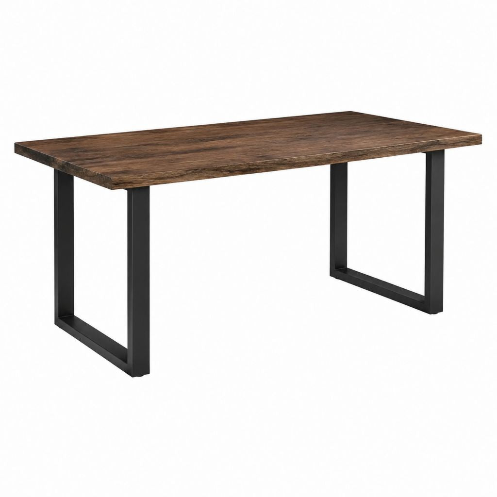 Esstisch braun schwarz Spanplatte Stahl rechteckig 140 x 80 x 75 cm