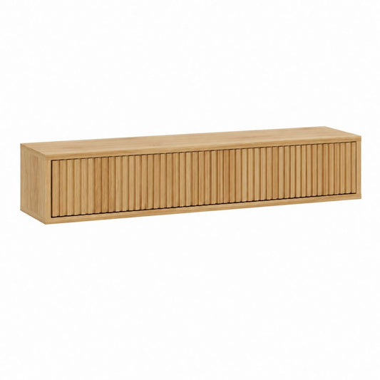 Sideboard Lowboard Eichenfurnier Natur rechteckig mit geriffelter Schiebetür 180 x 45 x 50 cm