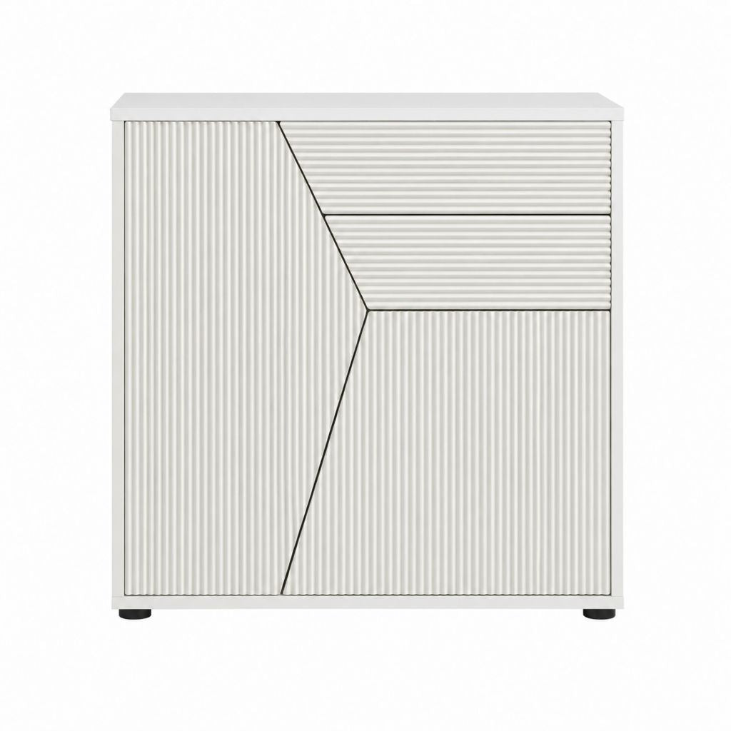 Sideboard Weiß MDF geriffelte Front 80 x 40 x 90 cm
