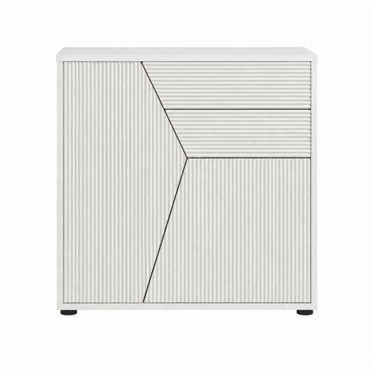 Sideboard Weiß MDF geriffelte Front 80 x 40 x 90 cm