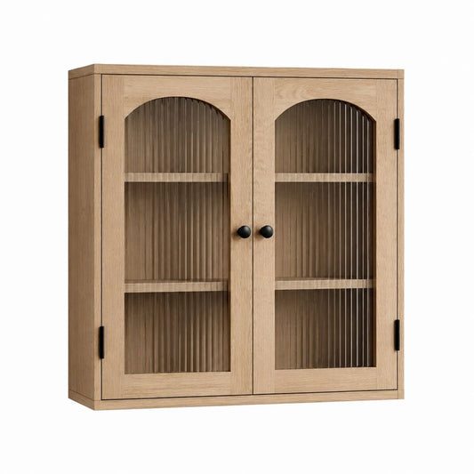 Küchenhängeschrank mit 2 Glastüren Eichenfurnier 80 x 30 x 90 cm