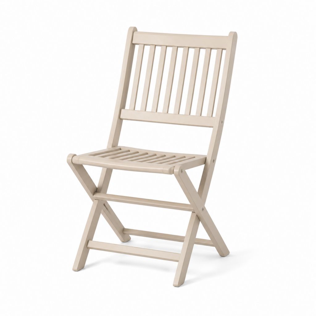 Klappbarer Gartenstuhl Beige aus lackiertem Massivholz mit Lattenrückenlehne 46 x 56 x 90 cm