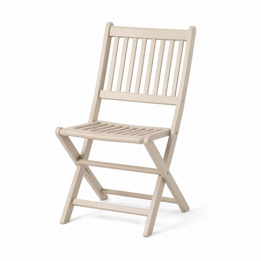 Klappbarer Gartenstuhl Beige aus lackiertem Massivholz mit Lattenrückenlehne 46 x 56 x 90 cm