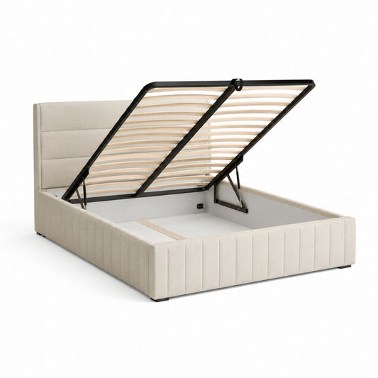 Stauraumbett Polsterbett Beige Polyester Rechteckig 160 x 200 cm
