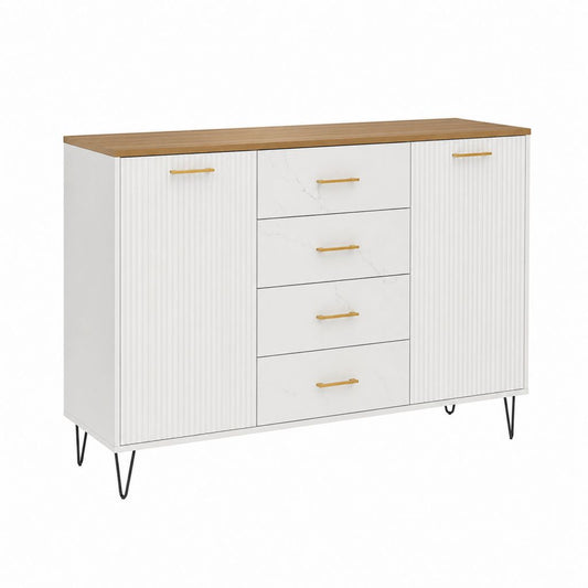 Sideboard Weiß MDF rechteckig 120 x 40 x 90 cm mit 2 Türen und 4 Schubladen