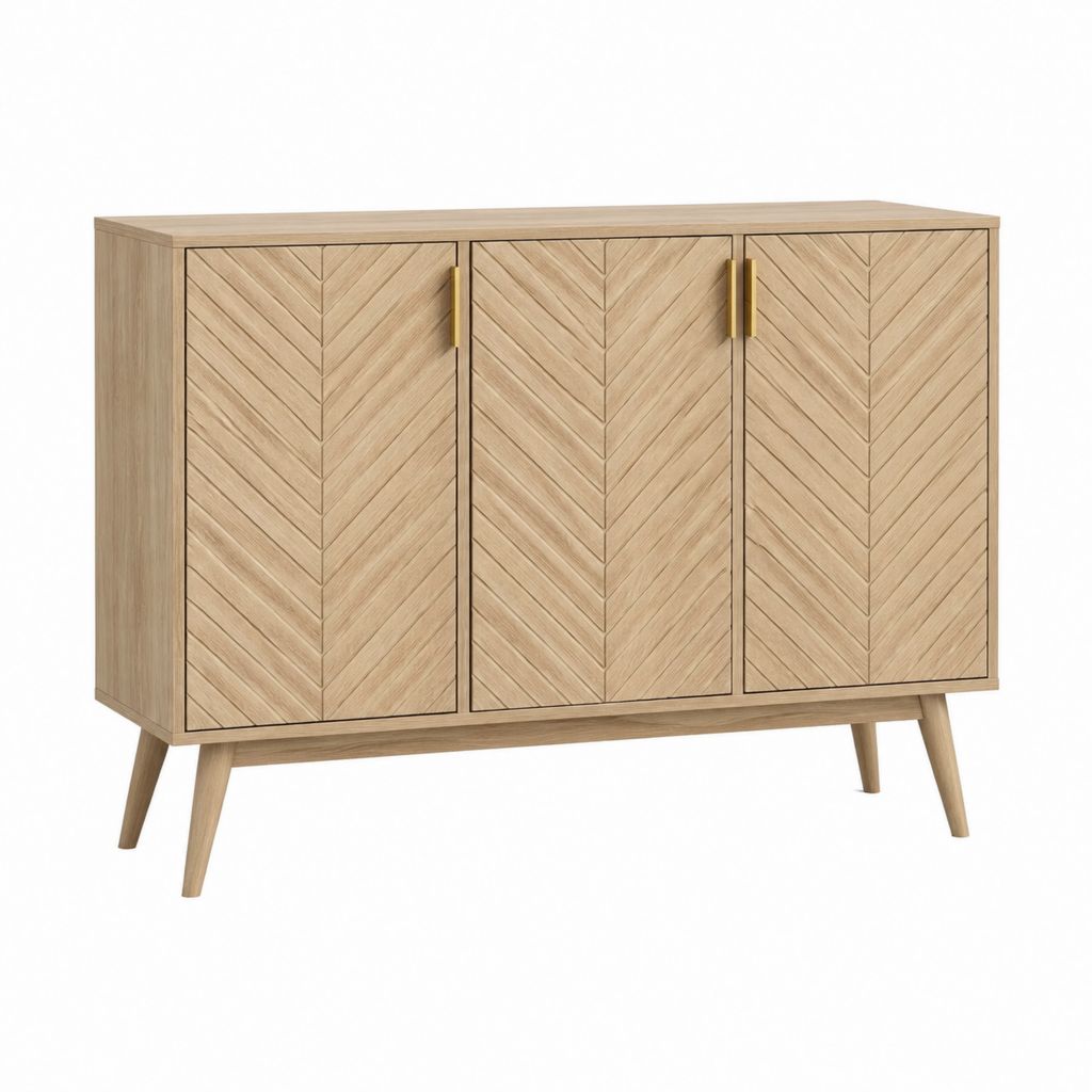 Sideboard Aufbewahrungsschrank Eichefarben MDF mit Eichenfurnier 3 Türen 120 x 40 x 80 cm
