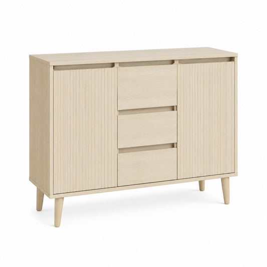 Sideboard mit 2 Türen und 3 Schubladen Hellbeige Spanplatte rechteckig 120 x 40 x 80 cm
