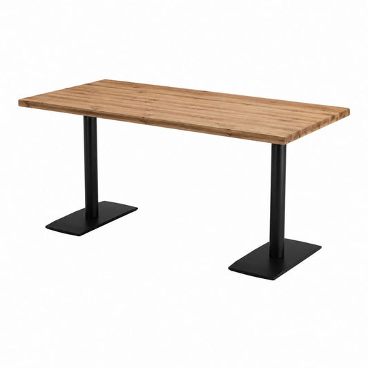 Esstisch Akazienholz massiv Natur rechteckig mit schwarzen Stahlkufen 140 x 70 x 75 cm