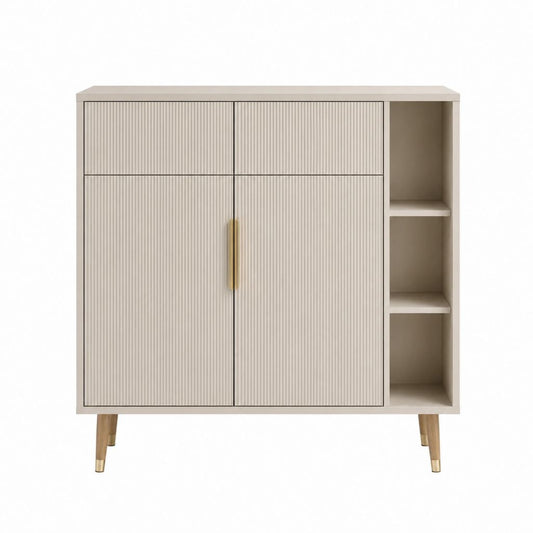 Sideboard mit 2 Türen 2 Schubladen und offenen Fächern Beige MDF rechteckig 120 x 40 x 120 cm
